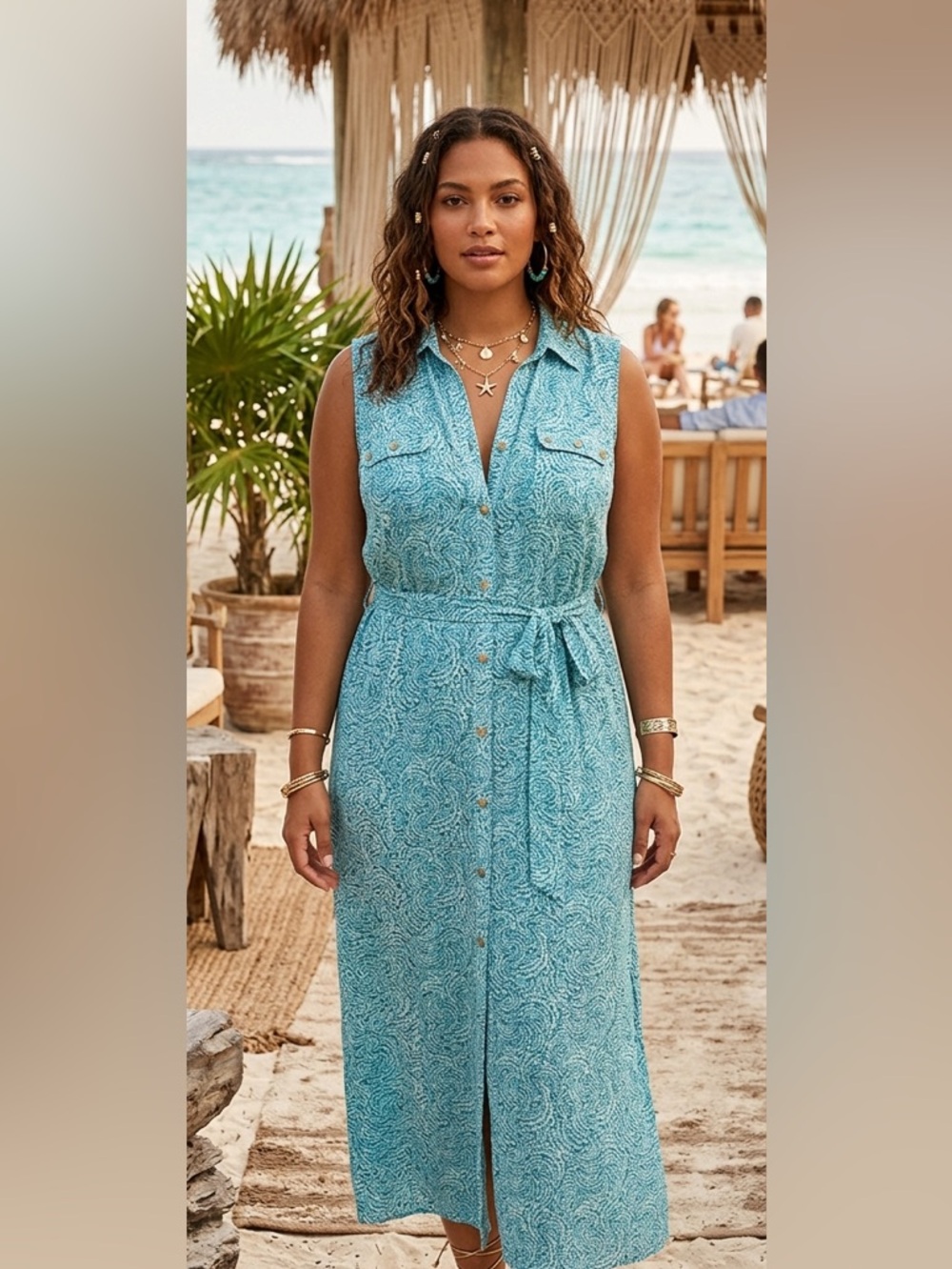 Michael Kors Teal Paisley Maxi Dress